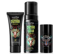 3 Pezzi Kit Tattoo After Care, Crema Tatuaggi, Crema Solare Tatuaggi, Tattoo Schiuma Detergente, per la Cura e Mantenimento dei Tatuaggi, Rafforza i Colori del Tatuaggio