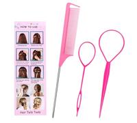 3 pezzi Laccio Fermacapelli, Accessori per Acconciature per La Coda, Strumento per Treccia per La Coda, Francese Twister per Capelli per Donne Bambina, Rosa