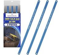3 Pezzi Lame Seghetto per Metallo 300 mm x 12,5 mm 24 TPI Durezza 58-64 HRC - Bimetallica Lama per Seghetto Ferro Realizzato in Acciaio M42 + 6150 con 8% Aggiunta Cobalto - MONTERAL
