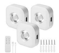 3 Pezzi Lampada a Led Magnetica: Senza Fili, Ricaricabile, Con Telecomando, Batteria 1200 mAh, Per Soggiorno Camera Scale (Bianco)