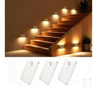 3 Pezzi Lampada Notturna LED con Sensore di Movimento e Batteria Ricaricabile, Lampada Scala Magnetica Dimmerabile 4 Modalità(ON/Auto/Notte/OFF), Ricaricabile per Corridoio Camera da Letto Bagno