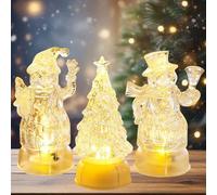 3 Pezzi Lanterna Natalizia, Lanterne Natalizie, Trasparente Lanterne Natalizie da Interno, Decorazioni Tavola Natale, Candele Natalizie Senza Fiamma Luci, Candele LED Natale Per Interni, Casa