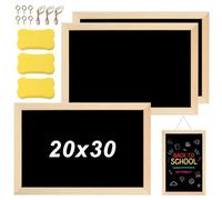 3 Pezzi Lavagna Nera da Gesso con Cornice in Legno Lavagnette da 20 x 30 cm Lavagna gesso con 3 Gomma in Spugna Lavagne in Ardesia Formato A4 Lavagne Piccole per Bambini Matrimoni Feste Scuola