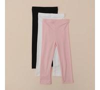 3 pezzi Leggings elastici per ragazze, collant corti per bambini, elastici e comodi, adatti per sport all'aperto 4-7Y,6-10Y,8-11Y,1-3Y,12-16YColore unicoTessuto