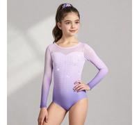 3 pezzi Leotard da ginnastica a maniche lunghe e pantaloncini corti ad alta elasticità per ragazze pre-adolescenti, adatto per tutte le stagioni, realizzato in tessuto ad alta elasticità con stampe sf