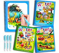3 Pezzi Libri da Colorare ad Acqua, Libro da Colorare, Penna ad Acqua, Riutilizzabile, Libro da Colorare Magic Water Coloring Book, Libri Colorare Magici per Bambini a Partire dai 3 4 5 6 Anni Regalo