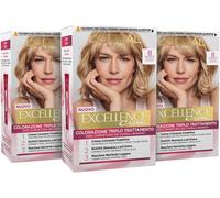 3 PEZZI L'Oréal Paris Tinta Colore per Capelli Excellence Creme 8 Biondo Chiaro