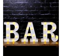 3 pezzi luci a lettere, lettere luminose, segno bar, luci decorative a LED, luci illuminate, segnaletiche al neon, personalizzate per pub, casa, feste, matrimoni