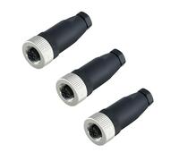 3 Pezzi M12 4 Poli Femmina Connettori per Sensore, Connettore Circolare 4 Pin Montaggio sul Campo IP67 Impermeabile A Codificati Dritto Vite Giunto Non Schermato per l'automazione Industriale 250V 4A