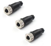 3 Pezzi M12 Connettore 4 Pin A Codice Diritto Vite Giunto Non schermato Femmina 4 Pin M12 Connettore Connettore Attuatore Aviazione Spina, Connettore M12 4 Poli IP67 Impermeabile (Femmina)