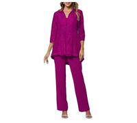 3 Pezzi Madre della Sposa Pantaloni Suit con Giacca per Matrimonio Plus Size Lungo Madre dello Sposo Abiti Formali, prugna, 48