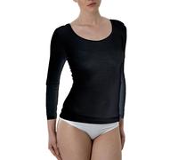 EMMEBIVI Confezione da 2 Pezzi Canottiera Donna Manica Lunga in Lana E Seta Capo Realizzato in Lana Merino Extra Fine. Disponibile nei Colori Bianco e Nero.