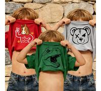 3 pezzi Magliette casual e divertenti con stampe di dinosauri e orsi per ragazzi, collo rotondo, maniche corte, confortevoli, adatte per bambini, per il ritorno a scuola, feste di compleanno, feste se