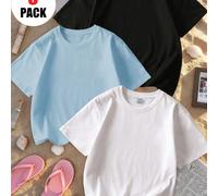 3 pezzi Magliette casual estive a maniche corte e collo rotondo per ragazze, t-shirt colorate che portano gioia e felicità a ogni bambina! Maglie estive per ragazze adolescenti 6Y,7Y,8Y,9Y,10Y,14Y,11Y