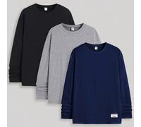 3 pezzi Magliette semplici e casual, confortevoli e versatili, calde e super convenienti, con semplice collo a giro, multipack adatto per adolescenti, per occasioni come rientro a scuola, rinascimento