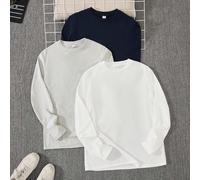 3 pezzi Magliette semplici e casual, confortevoli e versatili, collo a giro, multipack, adatte per adolescenti, per occasioni come ritorno a casa, rinascimento, autunno, aeroporto, cocktail festa, aut