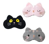 3 Pezzi Maschera Occhi per Dormire Bambini, Maschera per Dormire per Gatti Dei Cartoni Animati con Cinghie Regolabili, Copri Occhi per Dormire per Bambini, Donne,Festa