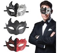 3 Pezzi Maschera Veneziana, Masquerade Viso Maschera Donna, Veneziana da Uomo per Mardi Gras, Maschera Masquerade Maschera Sexy Travestimento Veneziano di Carnival Party Fronte Della Sfera Degli