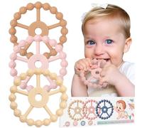 3 Pezzi Massaggia Gengive Neonati, Silicone Dentizione Neonato Accessori Utili,Giochi Neonato 0-3-6-9 Mesi, Massaggiagengive Freezer Refrigerante 6-24 Mesi, Regalo Neonato Bianco Rosa Caffè