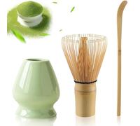 3 Pezzi Matcha Kit, Matcha Set con Frusta Matcha, Set Accessori Cerimonia Tè Matcha,Matcha Set con Frusta Matcha, Cucchiaino, Porta Frusta, Kit Perfetto per la Preparazione (C)