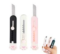 3 Pezzi Mini Coltello, Portatile Retrattile Cutter, Coltelli Multiuso Taglierina di Sicurezza con Lama per Express Box Cancelleria, 3 Colori