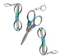 3 Pezzi Mini Forbici Pieghevoli, Forbici Pieghevoli in Acciaio Inox con 3 Portachiavi Piccolo Strumento da Taglio Portatile per Infermieri Accessori per Casa Viaggio Ufficio e All'aperto (Colorate)