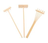 3 Pezzi Mini Rastrello per Giardino Zen da Tavolo, Set Tre in Bambù | Sabbia, Finitura Naturale Beige, Stile Carino, Uso Feng Shui in Hotel e Casa