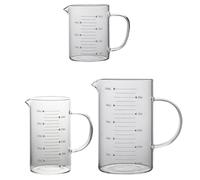 3 Pezzi Misurino Graduato in Vetro Borosilicato 500ml Beccuccio a V | Trasparente e Resistente al Calore, Impugnatura Comoda, per Dosare Creme e Brodo in Cucina