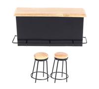 3 Pezzi Mobili Della Casa Delle Bambole Pub Bancone Con 2 Sgabelli E Tavolo Per Il Progetto Artigianale Club Scena Display Accessorio Mobili