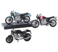 3 pezzi modellino motocicletta in scala 1:18, due Triumph Bonneville T100, una Norton Commando 961 da collezione e bomboniera