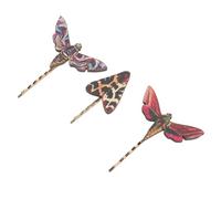 3 Pezzi Mollette Chioma Farfalla Libellula in Legno e Metallo Rosso | Stile Vintage Raffinato, Decorazione per Acconciature da Sposa, Set da Tre Pezzi per Donne e Amiche