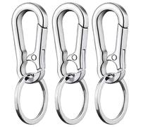 3 Pezzi Moschettone Portachiavi,Portachiavi Moschettone,Moschettoni Portachiavi,Moschettone Chiavi,Gancio Portachiavi,Mini Moschettone Portachiavi,Moschettone Piccolo Per Auto Chiave,Bianco Argento