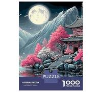 3 Pezzi Mountain And River Flowers Set Di Biancheria Da Letto Stampa 3d in Microfibra Con Chiusura A Strappo Moonlit Cherry Temple Decorazione Per La Camera Da Letto Per Ragazzi E Ragazze 70x50cm/1000