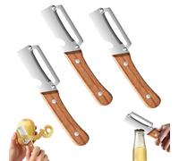 3 Pezzi Multi-Functional Vegetable Peeler, 2-in-1 Multifunctional Stainless Steel Peeler, Zero Snag Wooden Peeler con Manico in Legno e Apribottiglie per Patate, Frutta e Zucca con Apribottiglie