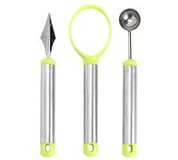 3 pezzi multifunzione per intagliare frutta, in acciaio inox, scavatrice per meloni, paletta per anguria, per la domestica, negozio di frutta, hotel, verde argento, 8,1 pollici