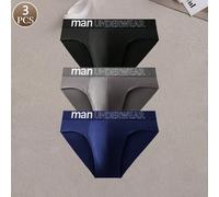 3 pezzi Mutande uomo a triangolo, semplici e casual, sportive e alla moda, con stampa a lettere, vita media, comode e morbide L,M,S,XL,XS,XXL,XXXLGeometricoTessuto in maglia