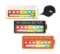 3 Pezzi My Social Battery Pin, Divertente Spilla per L'Umore Sociale per 7 Giorni, Batteria Sociale Pin, Smalto Badge Nizza Spilla Gioielli, per Zaini, Giacche e Cappelli (Bianco, Nero, Arancione)