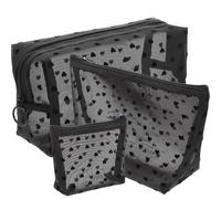 3 Pezzi Nero Borsa Cosmetica da Viaggio Visibile in Nylon, Zip | Riutilizzabile, per Identificare Subito gli Oggetti, Accesso Rapido, Casa e Cassetto, per Spazzolino e Carte