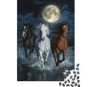 3 Pezzi Night Horse Trio Set Di Biancheria Da Letto Stampa 3d Morbida Microfibra Copripiumino Con Cerniera Horses Under Full Moon Decorazione Per La Camera Da Letto Per Bambini,Ragazzi E Ragaz 38x26cm