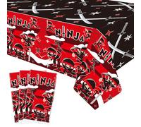 3 Pezzi Ninjas Compleanno Party Tovaglia Decorazioni, Ninjas Tema Party Tovaglie, Ninjas Party Forniture, Ninjas Warrior Master Table Cover per Ragazzi Ragazze Bambini Baby Shower Karate Party