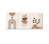 3 pezzi Nordic Poster Astratto Linea Foglia Geometria Tela Pittura Stampe Artistiche da Parete Immagine per Soggiorno Caffè Arredamento per la Casa 60x80cmx3 Senza Cornice