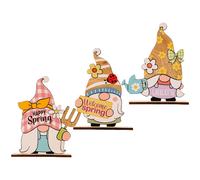 3 pezzi Novel Wooden Decorazioni Pasqua Pasqua Stampa in legno Gnome Adorn