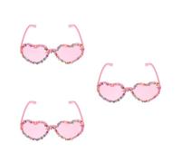 3 Pezzi Occhiali a Forma di Cuore Leggeri e Comodi, Rosa per Foto Social | PC Trasparente Frammenti Colorati, senza Montatura, Tema Candyland per Luci Rotonde e Feste