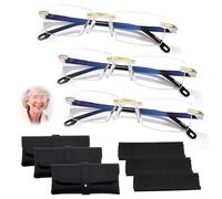 3 pezzi occhiali da lettura,occhiali da lettura con zoom automatico e protezione contro la luce blu, unisex, regolazione automatica, facile da trasportare, con 3 panni per la pulizia e 3 custodie per