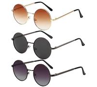 3 Pezzi Occhiali da Sole Rotondi Uomo Donna Polarizzati UV400 Protezione, Polarized Occhiali da Sole,Occhiali Tondi Uomo da Sole,Occhiali da Sole Rotondi, Occhiali da Sole da Uomo Rotondi