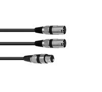 3 pezzi - OMNITRONIC Cavo Adattatore Audio XLR(F) a 2xXLR(M) 0.5m Nero - Alta Qu