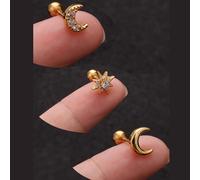 3 pezzi Orecchini di cartilagine per donne, orecchini a bottone in acciaio inossidabile CZ Forward Helix Tragus Daith Gioielli piercing con zirconi cubici Tagli UnicaAcciaio inossidabile