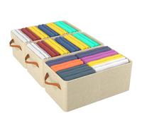 3 Pezzi Organizer Armadio Cassettiera per Jeans Organizer per cassetti impilabile e robusto Contenitori per armadio salvaspazio più spessi Scatole Portaoggetti Telaio in acciaio inossidabile, Beige