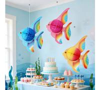 3 pezzi Ornamenti appesi a forma di pesce tropicale a nido d'ape arcobaleno, decorazioni per feste a tema oceano, ghirlanda decorativa di pesci a nido d'ape colorati, adatti per feste a tema estivo, o