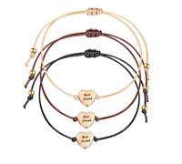 3 pezzi oro rosa cuore bracciali amicizia con incisione Best Friend set per le donne ragazze, l'amore signore Bracciale chiusura tessuto regalo per mamma migliore amico amici BFF Natale compleanno